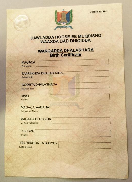 Get Birth Certificates in Somalia - Mogadishu and Hargeisa